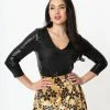 Sale Unique Vintage Black Sequin Marianne Top