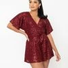 Unique Vintage Burgundy Sequins Wright Romper