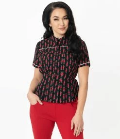 Unique Vintage Royal Guard Print Stevens Blouse