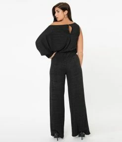 Unique Vintage Black Sparkle One Sleeve Yvonne Jumpsuit Sale