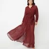 Unique Vintage Burgundy & Gold Clip Dot Blanche Maxi Shirtdress Sale
