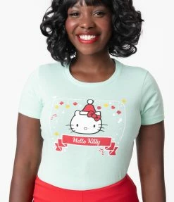 Hello Kitty X Unique Vintage Retro Santa Womens Graphic Tee