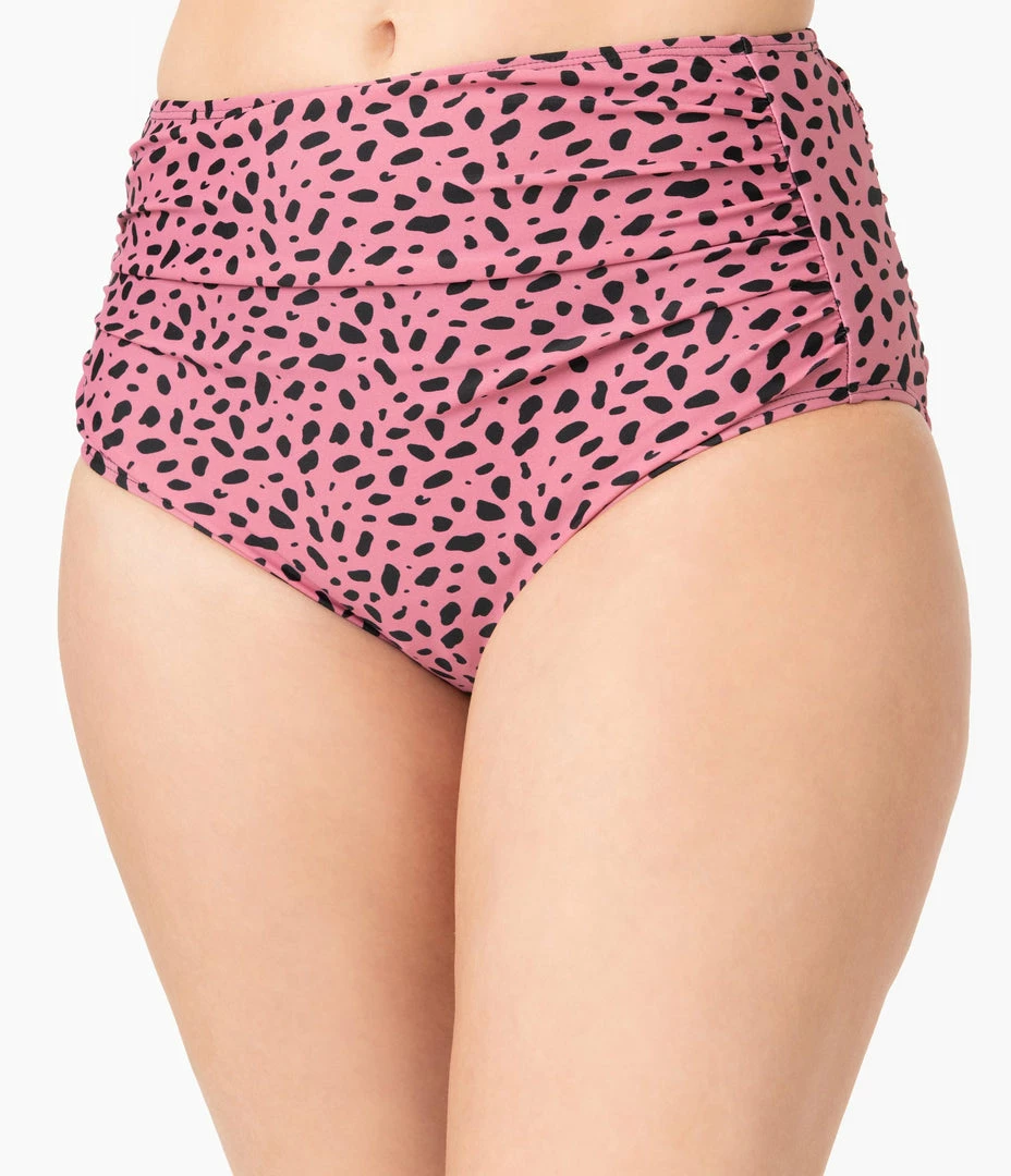 Coral Reef Swim Retro Pink Leopard Print Swim Bottom Swimwear