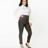 Unique Vintage Black & Metallic Houndstooth Rizzo Cigarette Pants Sale