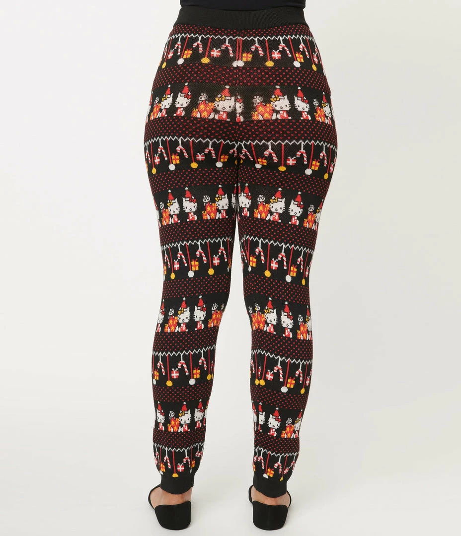Hello Kitty X Unique Vintage Festive Holiday Fair Isle Sycamore Knit Leggings
