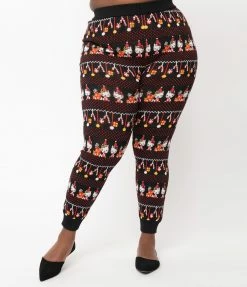 Hello Kitty X Unique Vintage Plus Size Festive Holiday Fair Isle Sycamore Knit Leggings