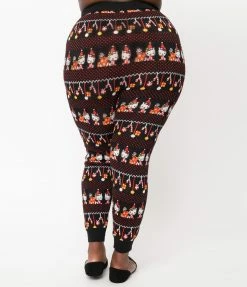 Hello Kitty X Unique Vintage Plus Size Festive Holiday Fair Isle Sycamore Knit Leggings