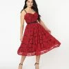 Unique Vintage Burgundy & Black Lace Dita Swing Dress Sale