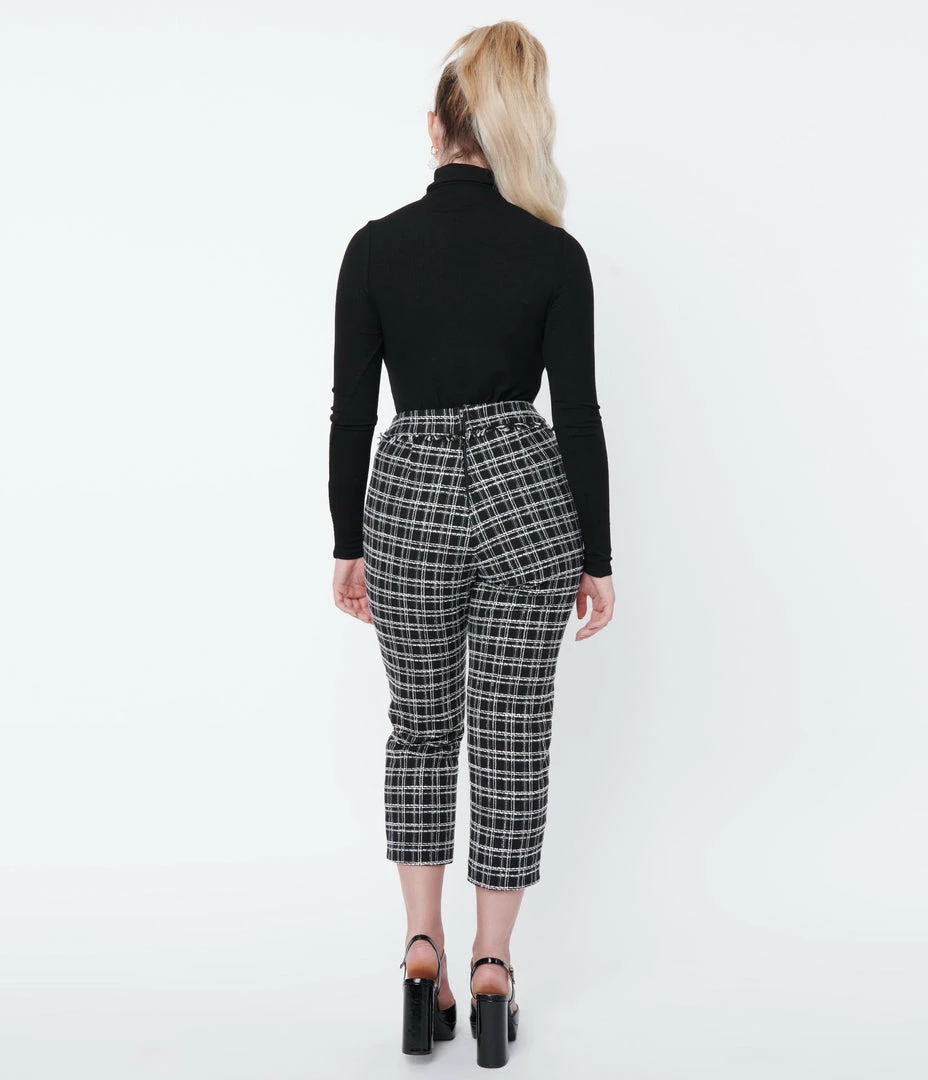 Sale Smak Parlour Black & White Plaid Sunshine Capri Pants