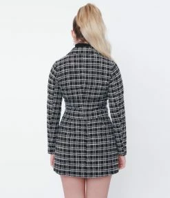 Sale Smak Parlour Black & White Plaid License To Thrill Crop Jacket