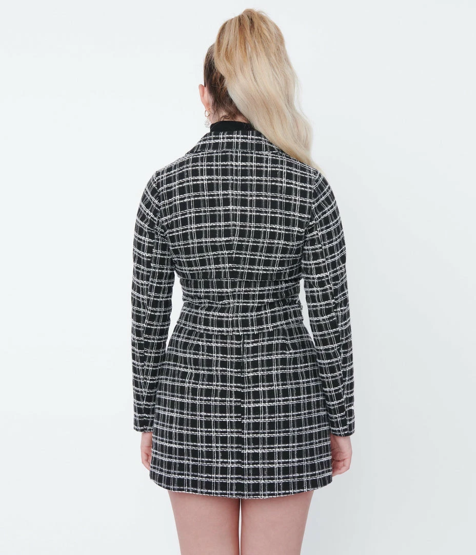 Sale Smak Parlour Black & White Plaid License To Thrill Crop Jacket