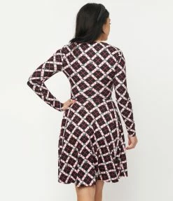 Fan Flair Hello Kitty X Unique Vintage Holiday Kitty Plaid Hello Gorgeous Flare Dress