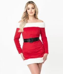 Sale Unique Vintage Red & White Frannie Mini Dress