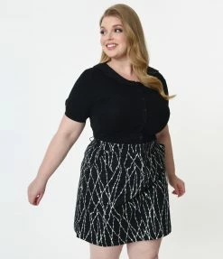 SHEEN Clothing Ltd Sale Plus Size Black Bat Collar Blouse