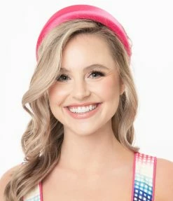 East Egg Hair Accessories Hot Pink Satin Plush Headband