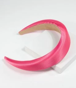 East Egg Hair Accessories Hot Pink Satin Plush Headband