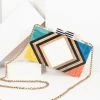 Ricki Designs Accessories 1960s Style Rainbow Chevron Wood & Resin Hard Clutch