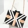 Ricki Designs Retro Style Black & White Chevron Wood & Resin Hard Clutch Accessories