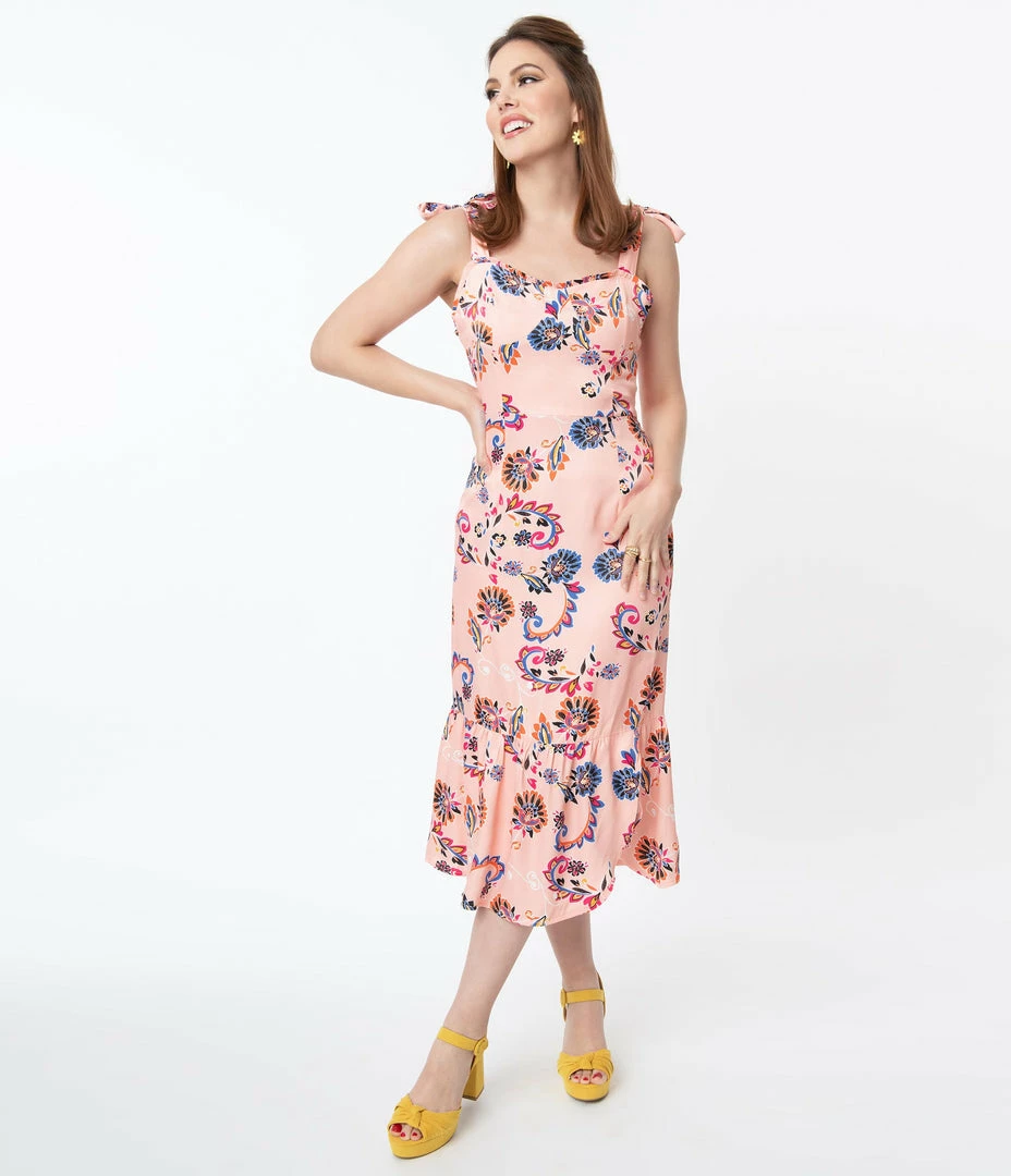 SHEEN Clothing Ltd Light Pink & Paisley Floral Print Devika Pencil Dress