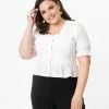 SHEEN Clothing Ltd Plus Size White Eyelet Peplum Jolene Blouse Sale
