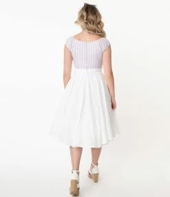 SHEEN Clothing Ltd White Floral Eyelet Angelina Cotton Swing Skirt