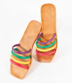 Lets See Style Flats Rainbow Strap Sandals