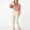 Lemon Tree Retro Style Cream High Waist Crop Pants