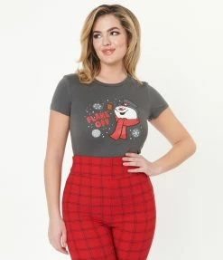 Frosty The Snowman X Unique Vintage Flake Off Womens Graphic Tee Fan Flair