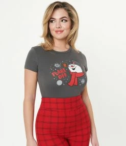 Frosty The Snowman X Unique Vintage Flake Off Womens Graphic Tee Fan Flair