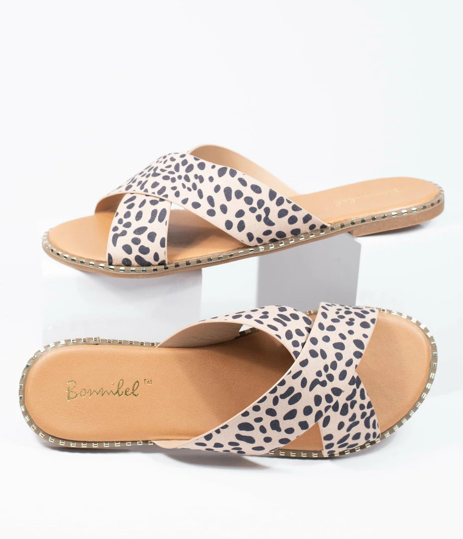 Ccocci Cheetah Print Criss Cross Sandals Flats