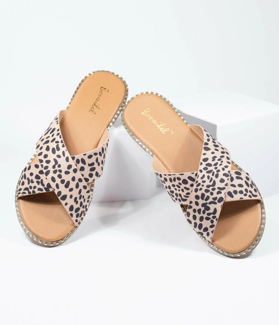 Ccocci Cheetah Print Criss Cross Sandals Flats