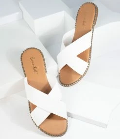 Ccocci White & Studded Criss Cross Sandals