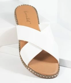 Ccocci White & Studded Criss Cross Sandals