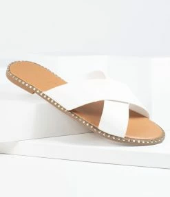 Ccocci White & Studded Criss Cross Sandals