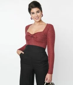 Sale Unique Vintage Wine Tweed Maxine Top