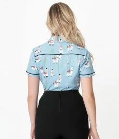 Sale Unique Vintage Chambray & Alpaca PrintÃƒÂ¦Stevens Blouse