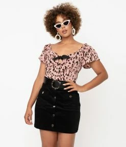 Sale Unique Vintage Mauve Pink Abstract Print Charlemagne Blouse