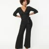 Unique Vintage Black Marled Knit Sparkle Gloria Jumpsuit Clothing