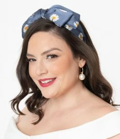 East Egg Blue Daisy Bow Headband Sale