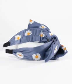 East Egg Blue Daisy Bow Headband Sale