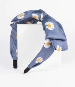 East Egg Blue Daisy Bow Headband Sale