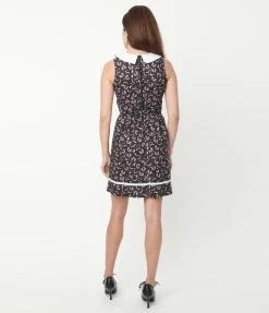 Sale Retrolicious Black Batty Print Fit & Flare Dress