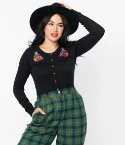 Lifestyle Group (UK) Ltd Black Embroidered Poison RIP Cardigan Sale