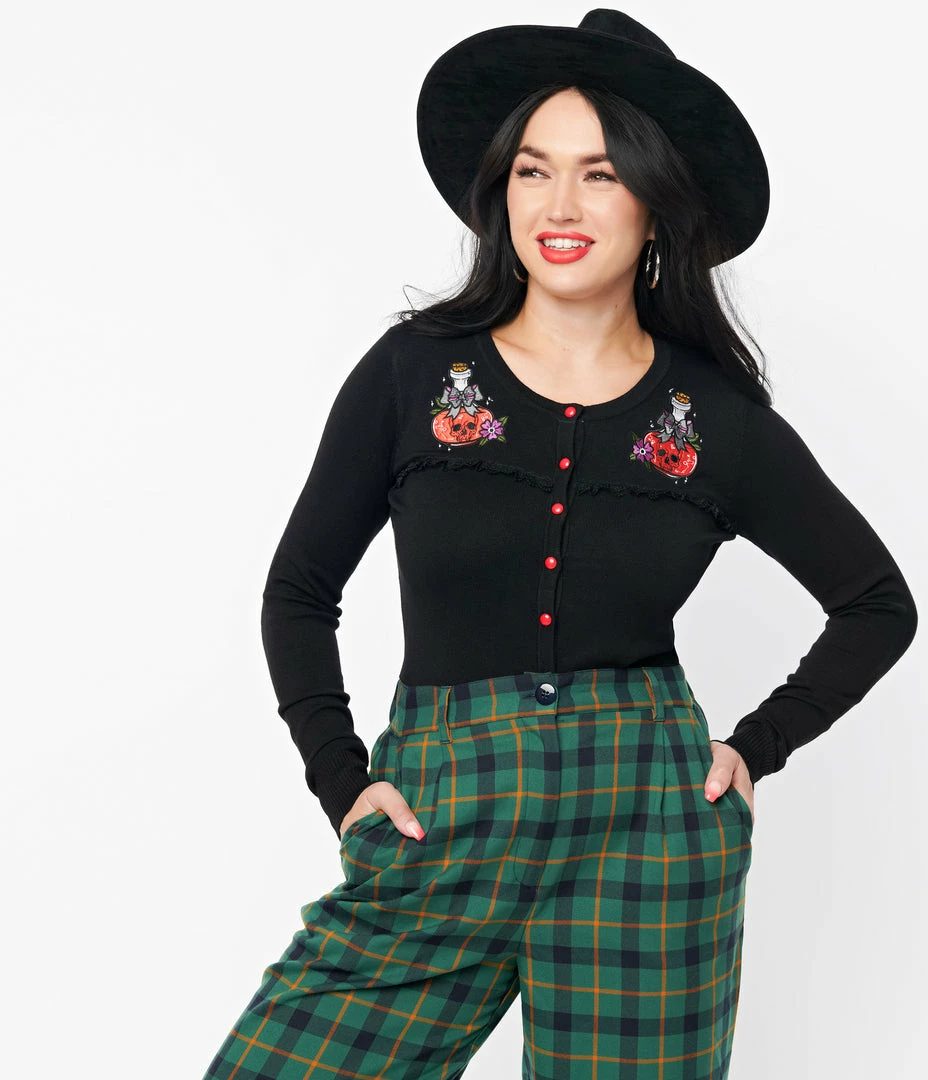 Lifestyle Group (UK) Ltd Black Embroidered Poison RIP Cardigan Sale