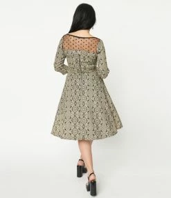 Lifestyle Group (UK) Ltd Black & Cream Damask Print Swing Dress