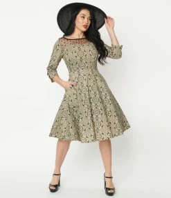 Lifestyle Group (UK) Ltd Black & Cream Damask Print Swing Dress