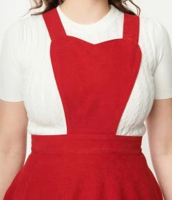 Lifestyle Group (UK) Ltd Red Corduroy Heart Pinafore Swing Dress