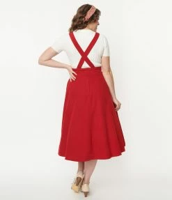 Lifestyle Group (UK) Ltd Red Corduroy Heart Pinafore Swing Dress