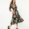 Lifestyle Group (UK) Ltd Black & Red Rose Print Swing Dress