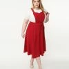 Lifestyle Group (UK) Ltd Plus Size Red Corduroy Heart Pinafore Swing Dress